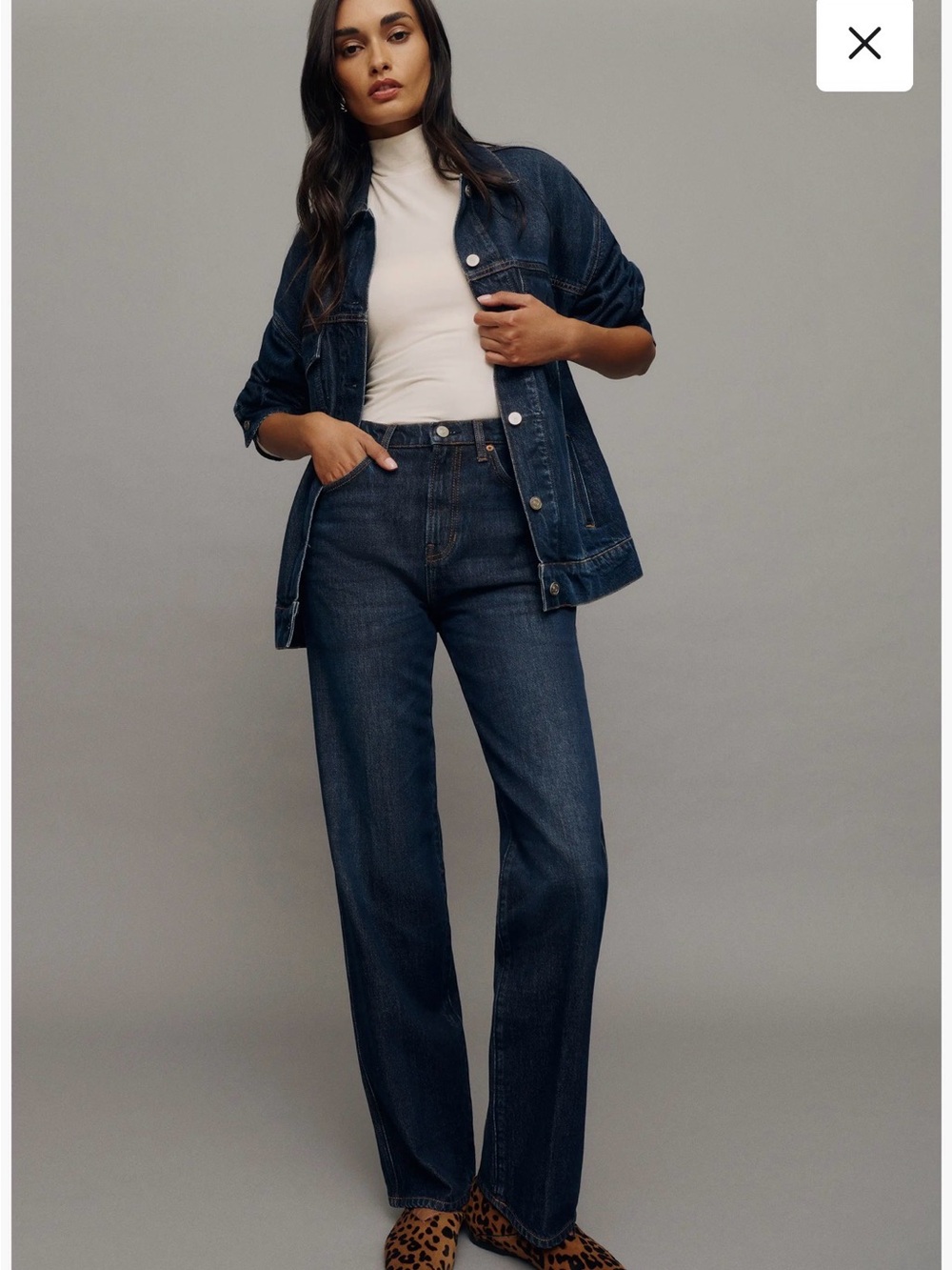 Reformation “Val” Jeans Midrise Straight Jeans in Dark Indigo